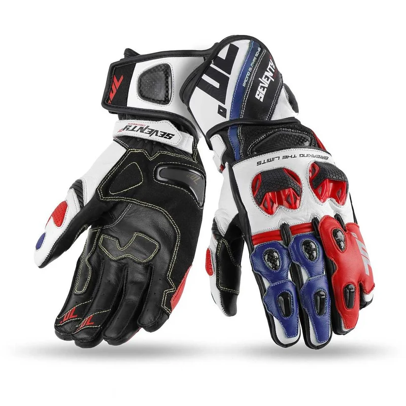 SEVENTY DEGREES SD-R12 VERANO GUANTES DE MOTO CARRERAS HOMBRE NEGRO ROJO AZUL