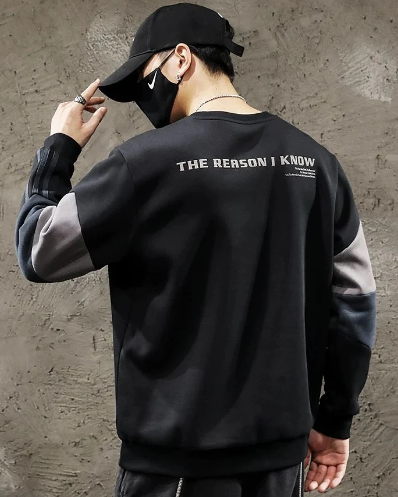 Round Neck Color Block Hoodie