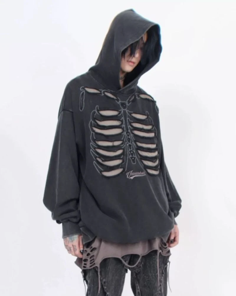 Opium Style Hollow Out Skeleton Hoodie