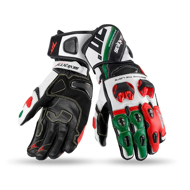 SEVENTY DEGREES SD-R12 INVIERNO CARRERAS GUANTE DE MOTO HOMBRE NEGRO ROJO VERDE