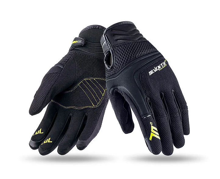 SEVENTY DEGREES SD-C16 GUANTE DE MOTO VERANO URBAN HOMBRE NEGRO AMARILLO