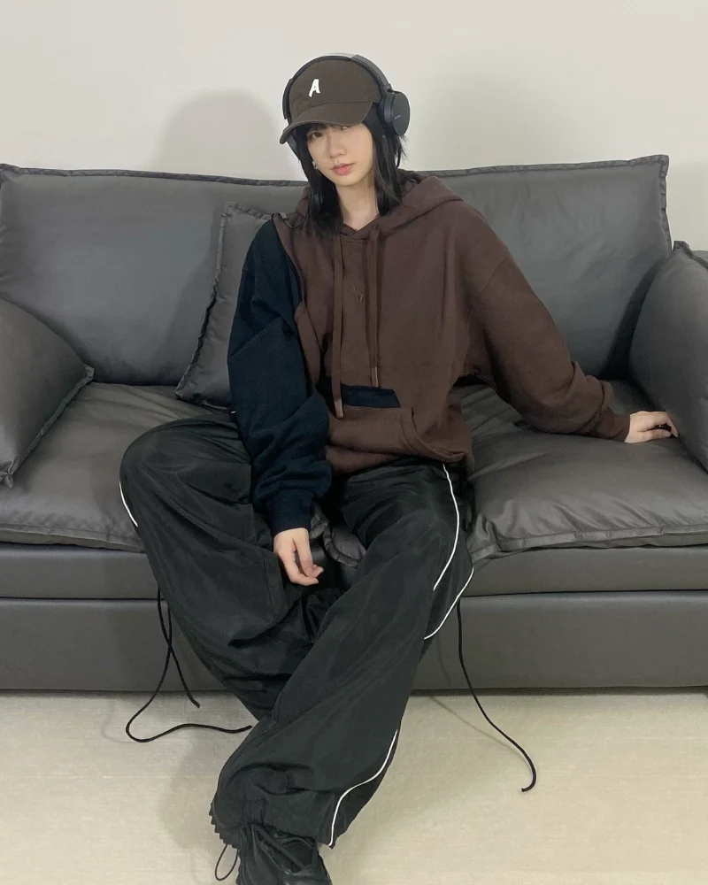Street-style Color-blocked Hoodie