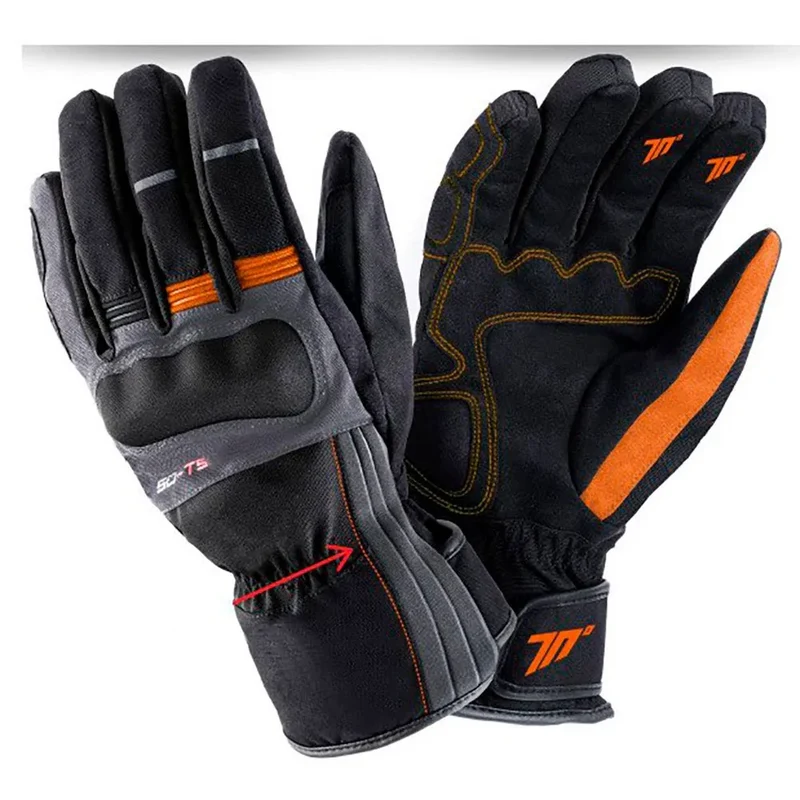 SEVENTY DEGREES SD-T5 GUANTE DE MOTO INVIERNO TURISMO HOMBRE NEGRO GRIS OSCURO NARANJA