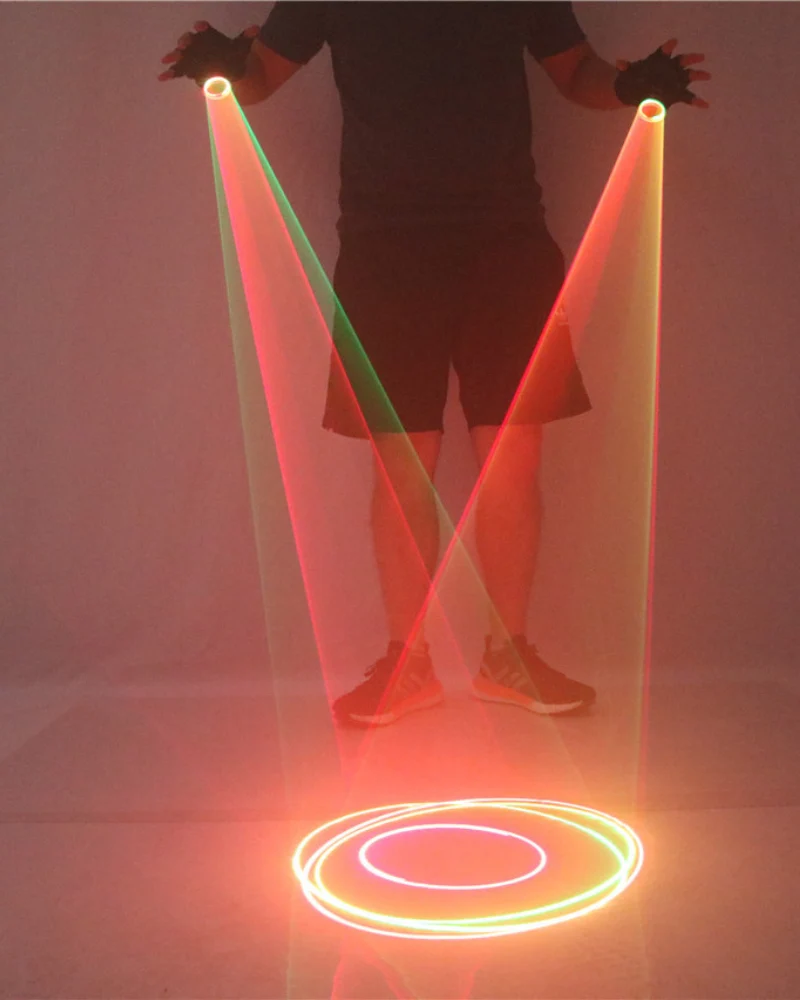 Cyberpunk Red&Green Laser Light Up Gloves