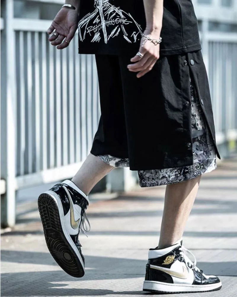 Techwear Patchwork Men Cargo Shorts