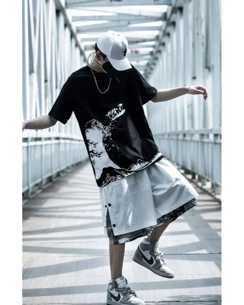Techwear Patchwork Men Cargo Shorts