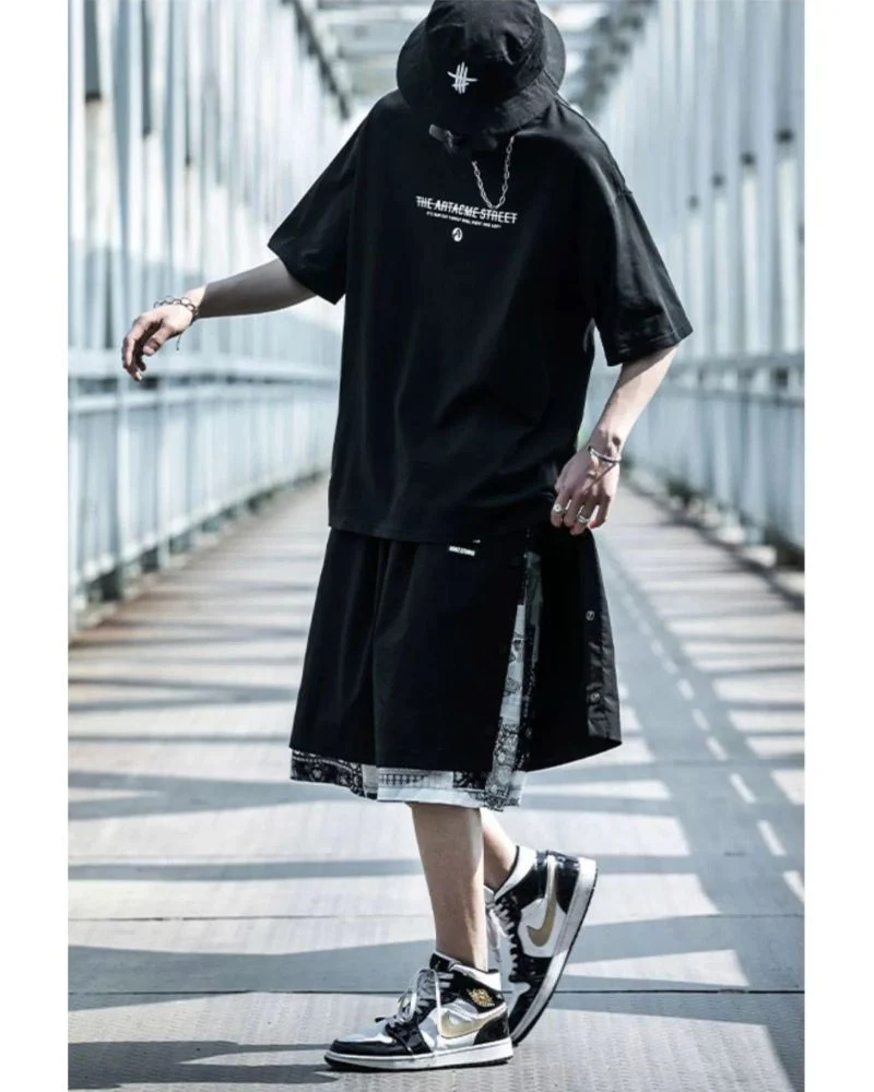 Techwear Patchwork Men Cargo Shorts