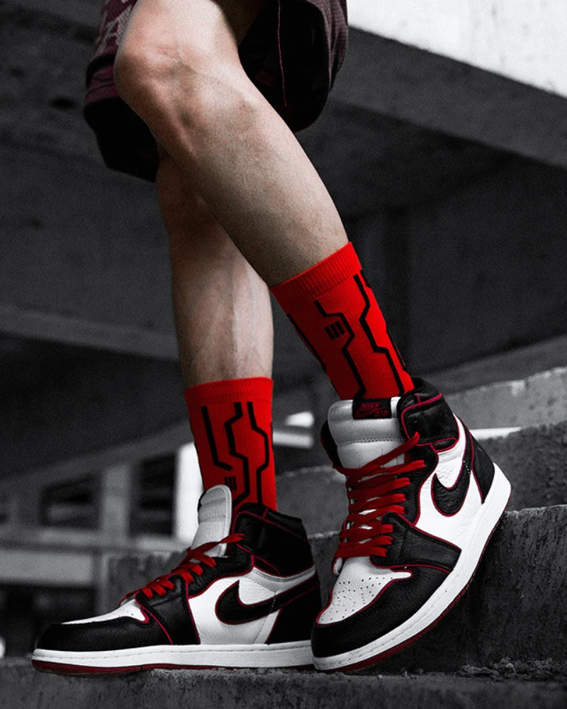 Cyberpunk Circuit Mid-calf Socks
