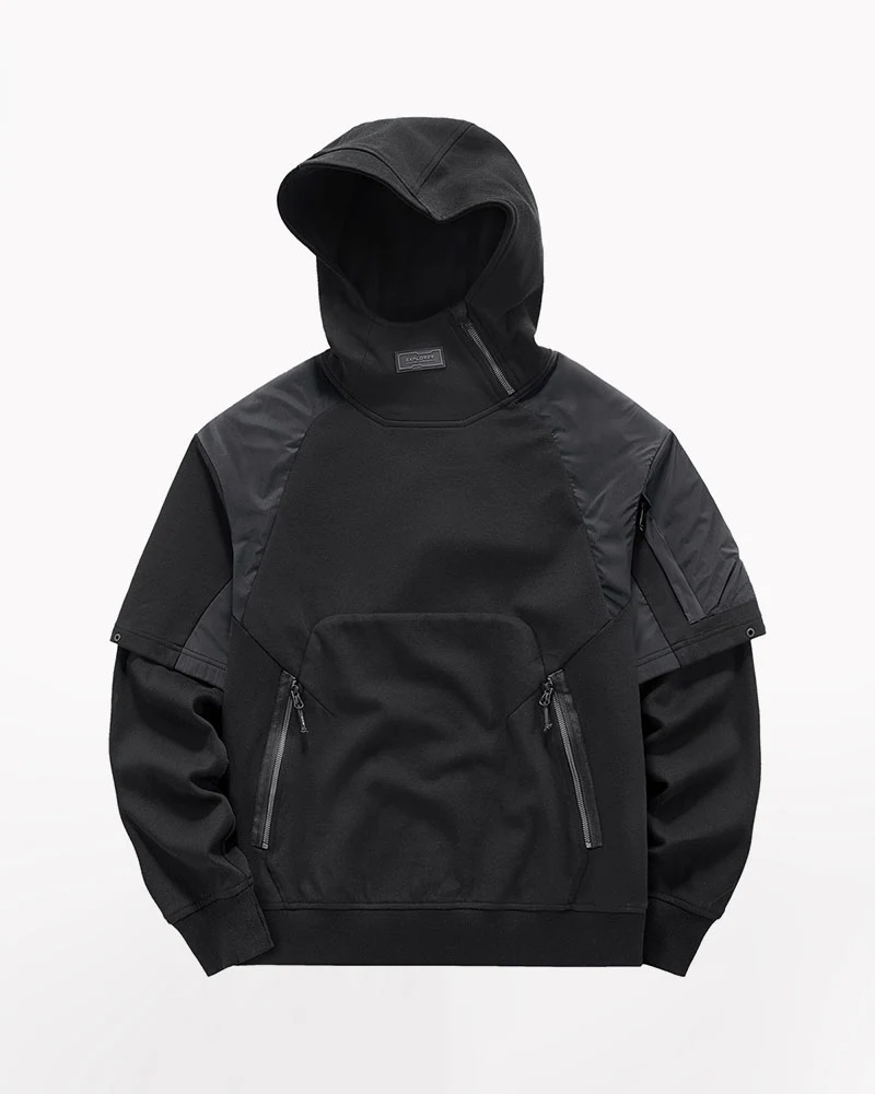 Functional Two-tone Spliced Tactical Hoodie