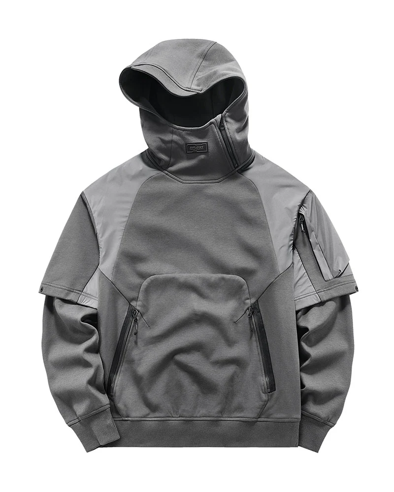 Functional Two-tone Spliced Tactical Hoodie