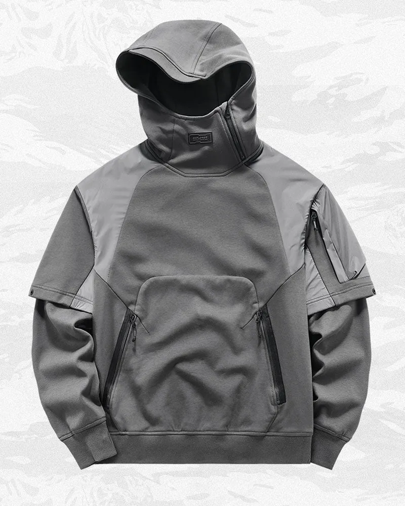 Functional Two-tone Spliced Tactical Hoodie