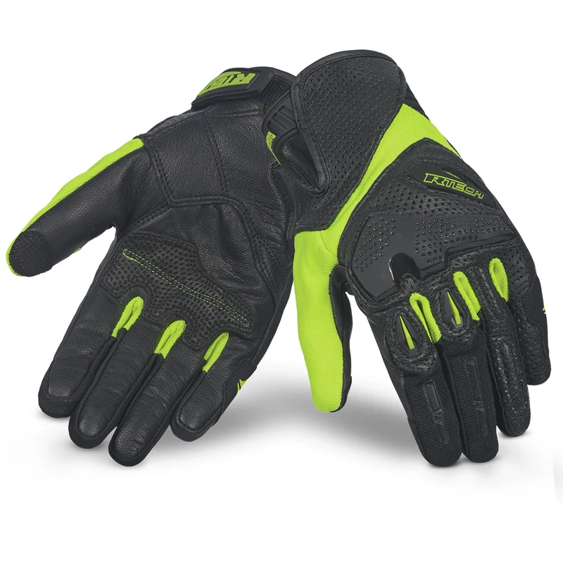 R-TECH KNIGHT RIDER GUANTES DE MOTO VERANO NEGRO AMARILLO FLOU