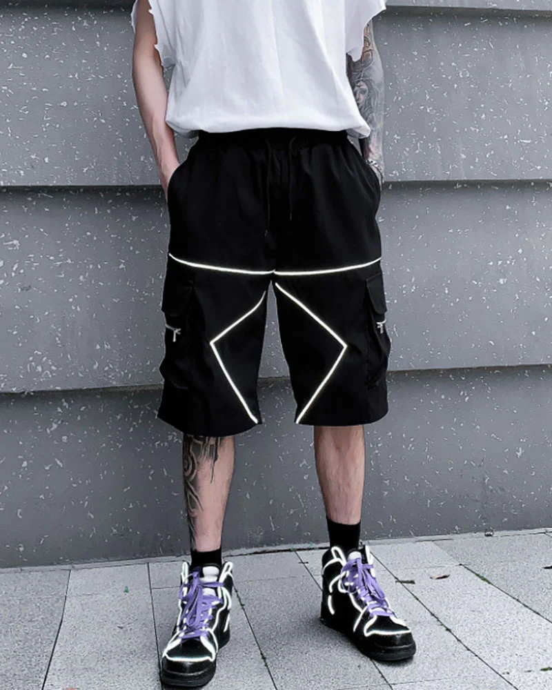 Streetwear Combat Reflective Cargo Shorts