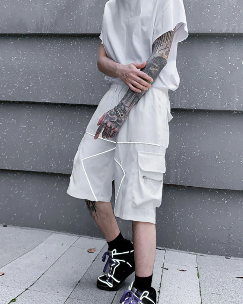 Streetwear Combat Reflective Cargo Shorts