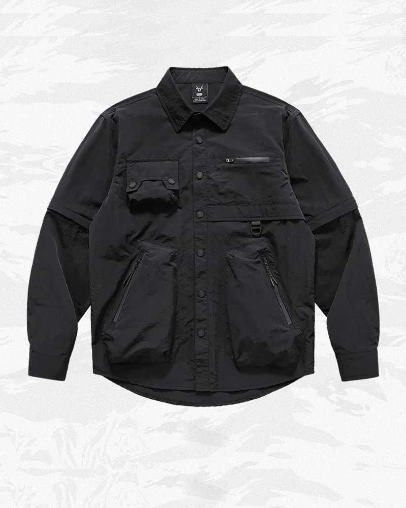 Functional Multi-Pocket Detachable Sleeve Shirt
