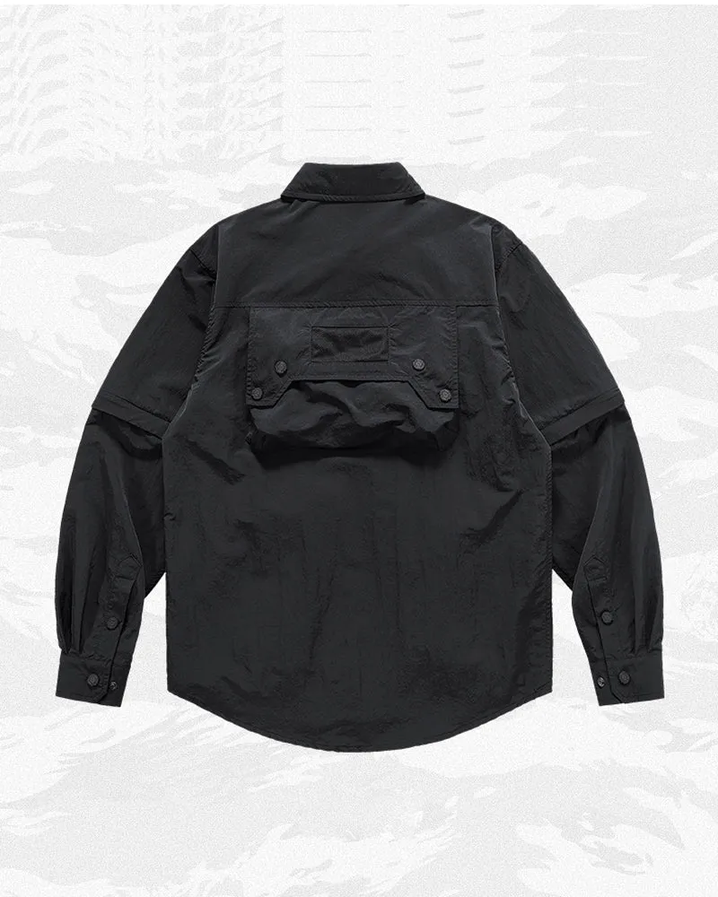 Functional Multi-Pocket Detachable Sleeve Shirt