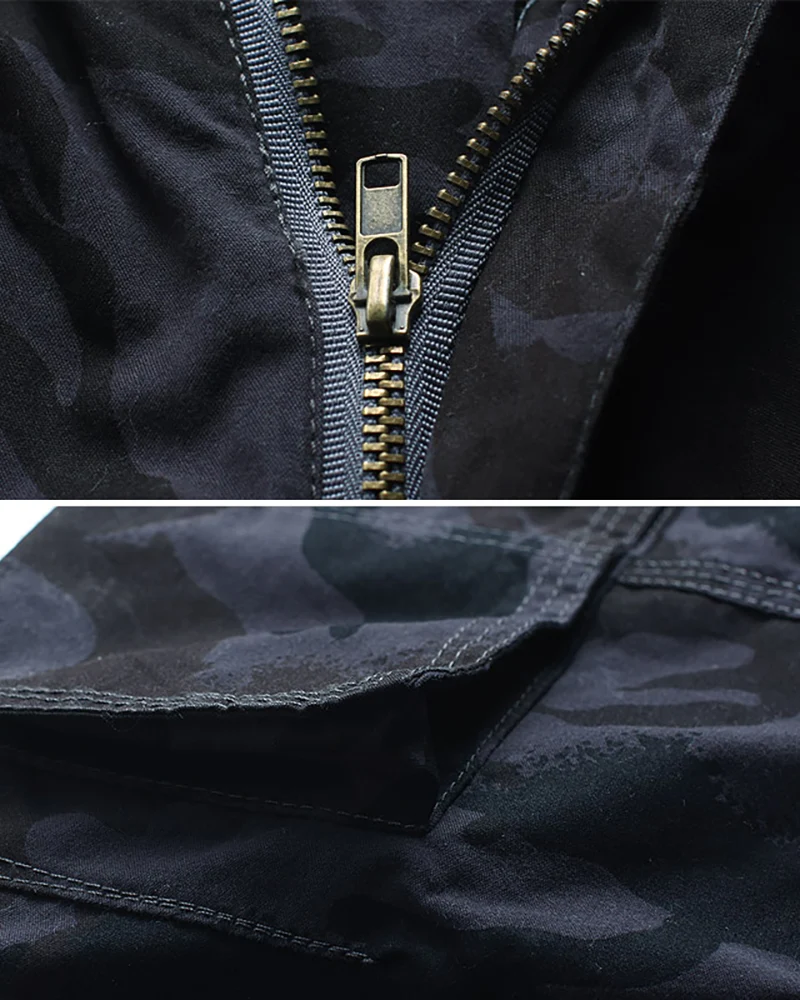 Black Oversize Long Camo Cargo Shorts