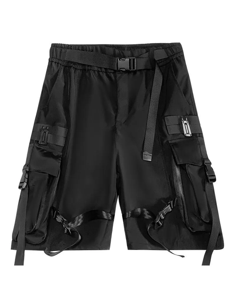 Functional Streetwear Ribbon Cargo Shorts