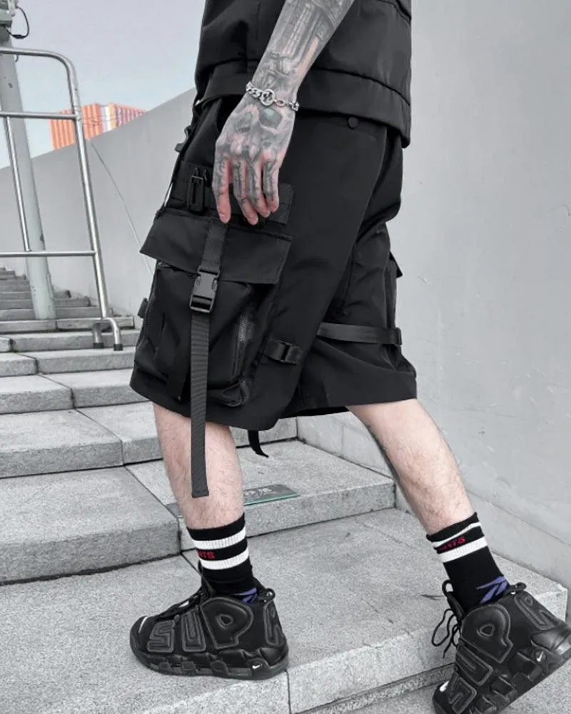 Functional Streetwear Ribbon Cargo Shorts