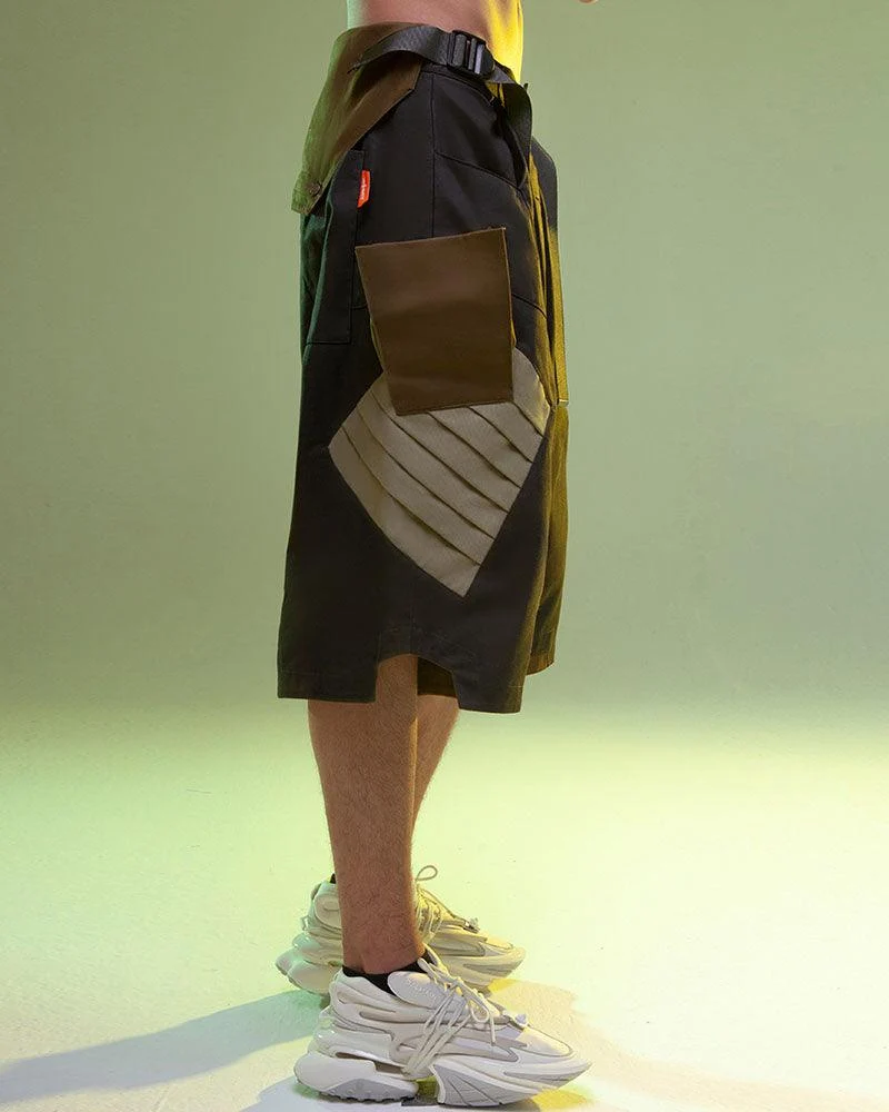 XIPHEVIL Fist Power Cyberpunk Washed Cargo Shorts