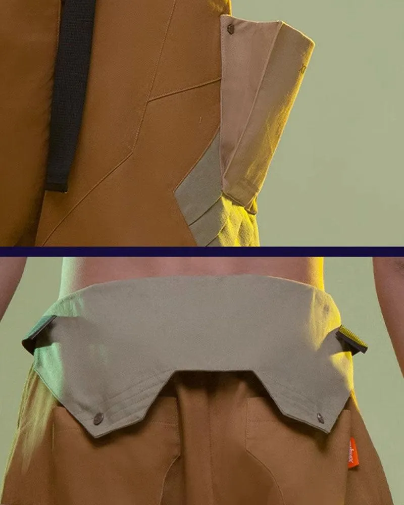 XIPHEVIL Fist Power Cyberpunk Washed Cargo Shorts
