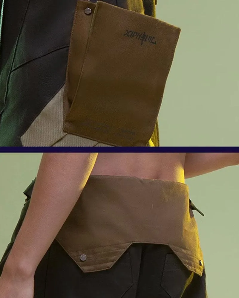 XIPHEVIL Fist Power Cyberpunk Washed Cargo Shorts