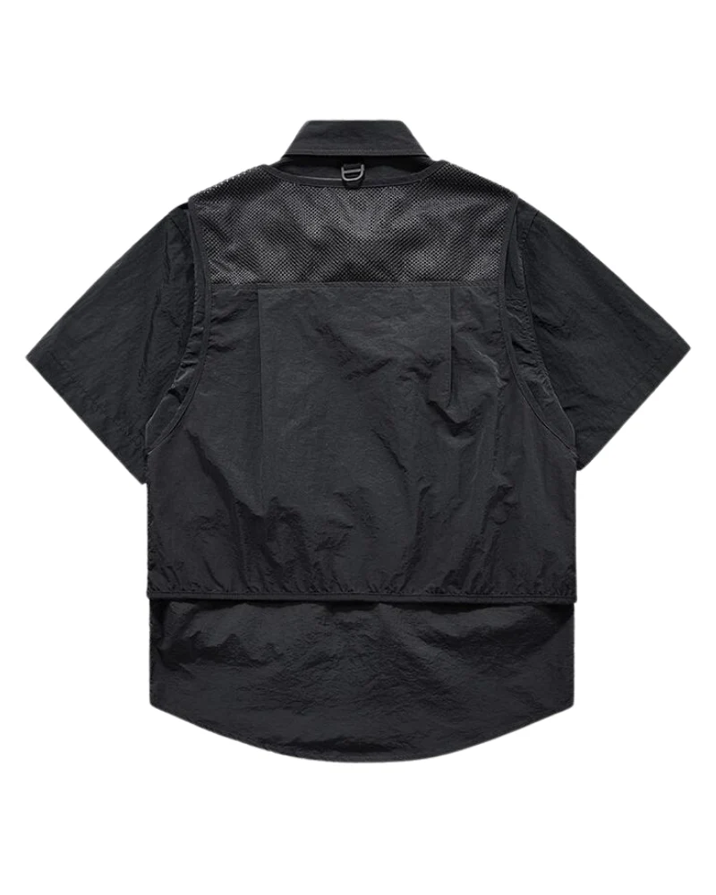 Functional Fake Two-Piece Short Sleeve Shirt