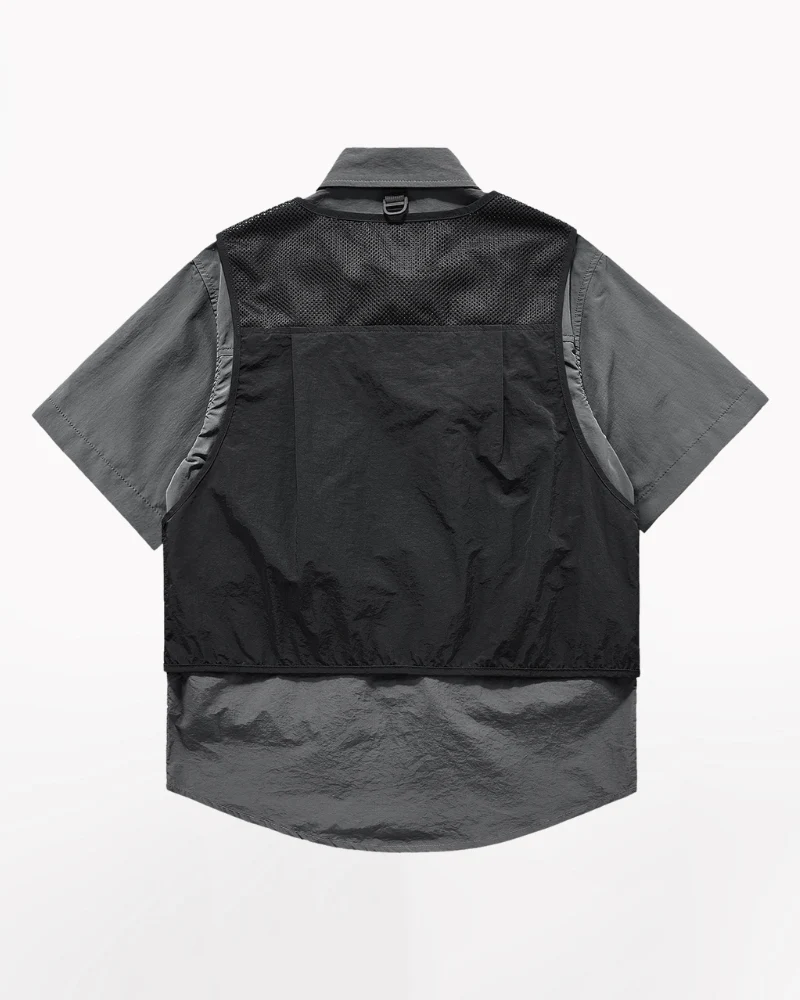 Functional Fake Two-Piece Short Sleeve Shirt