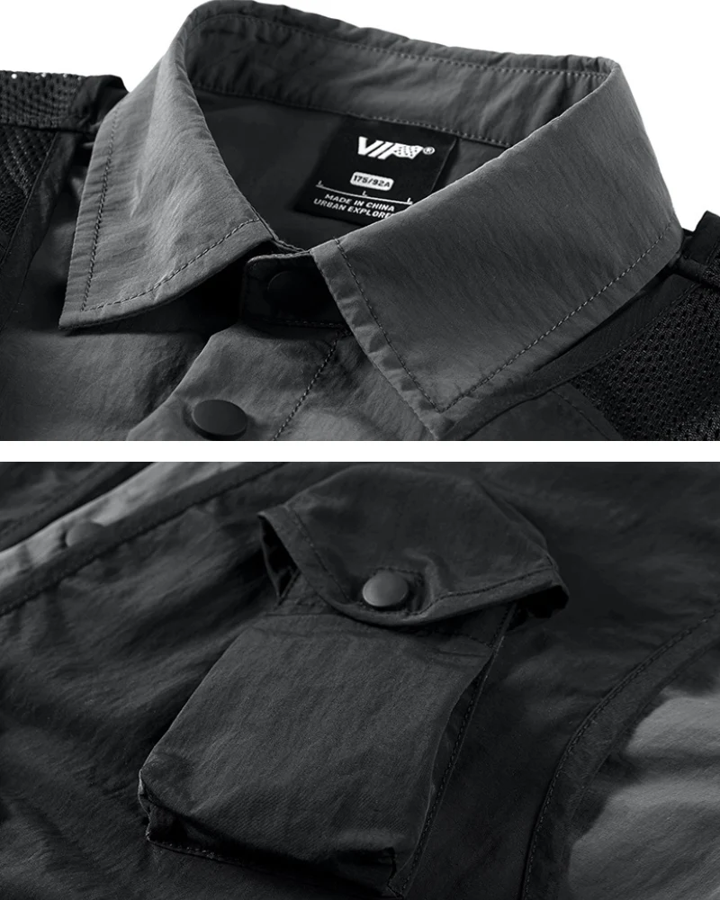 Functional Fake Two-Piece Short Sleeve Shirt