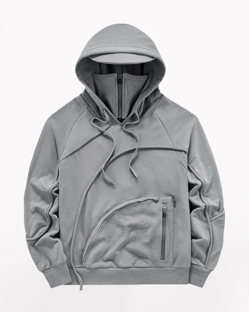 Functional Irregular Pocket Mask Tactical Hoodie