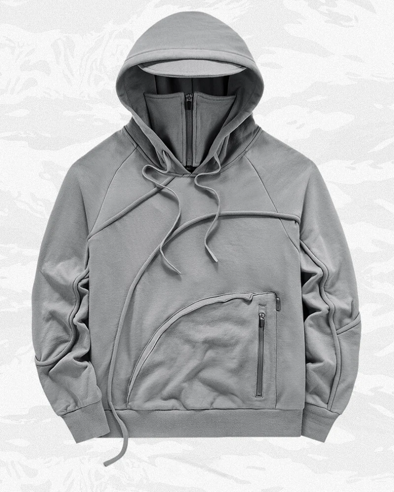 Functional Irregular Pocket Mask Tactical Hoodie