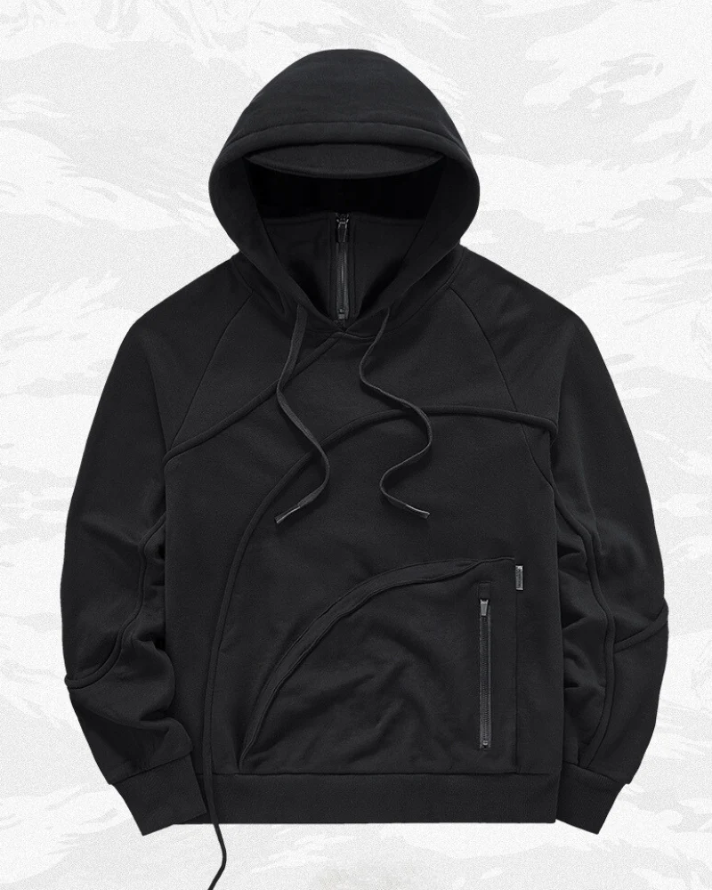 Functional Irregular Pocket Mask Tactical Hoodie
