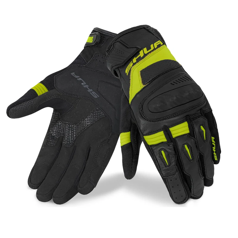 SHUA PROTON GUANTES DE MOTO NEGRO AMARILLO FLOU