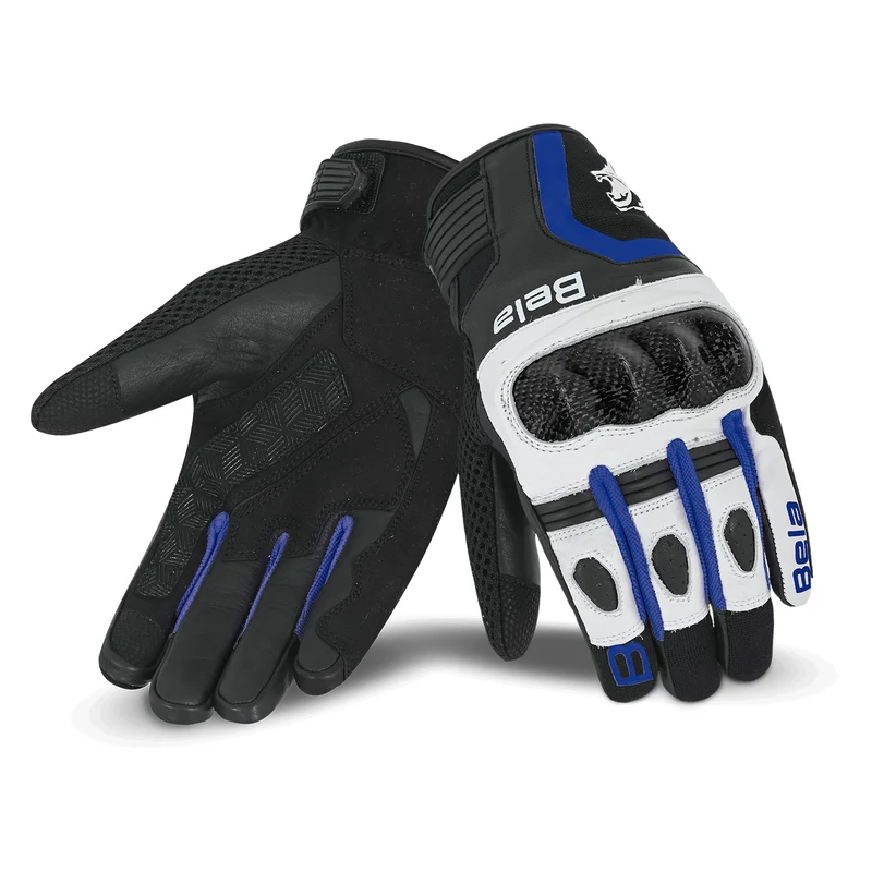 BELA AIR FLOW GUANTES DE MOTO DE PIEL NEGRO BLANCO AZUL