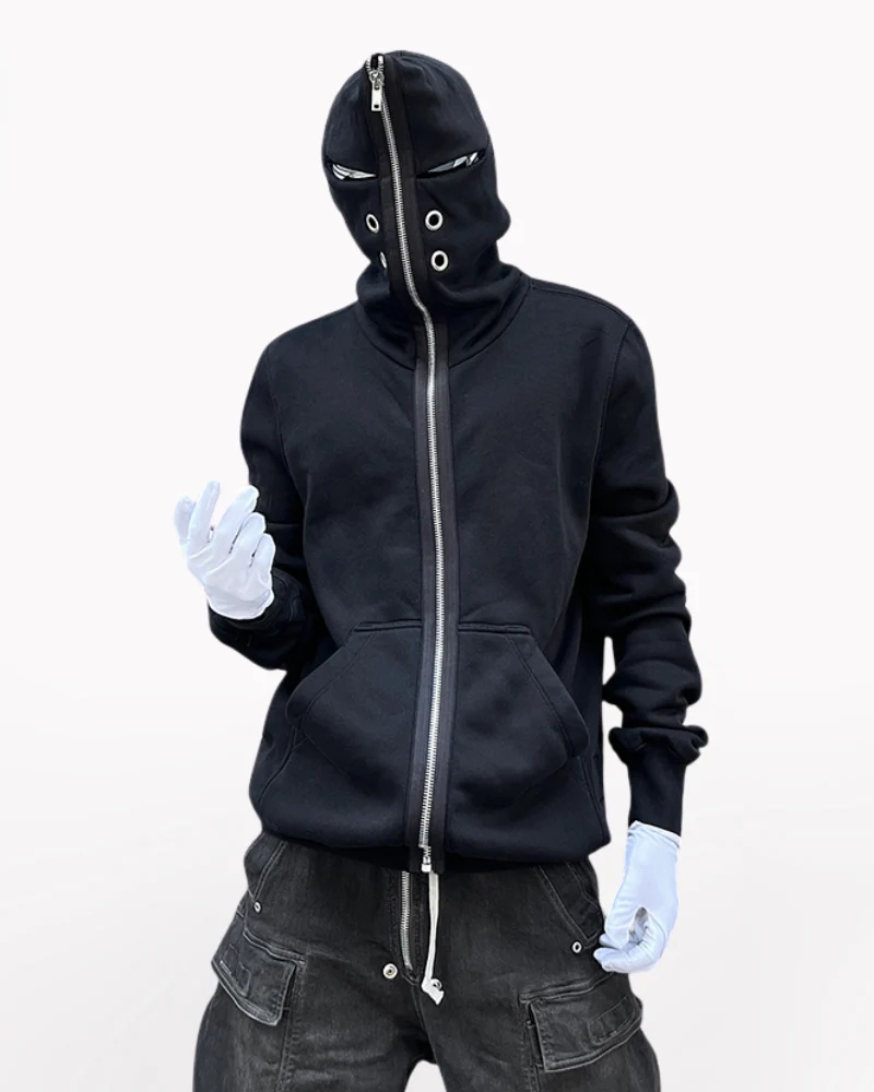 Opium Style Y2K Cut-Out Eye Full Zip Up Hoodie