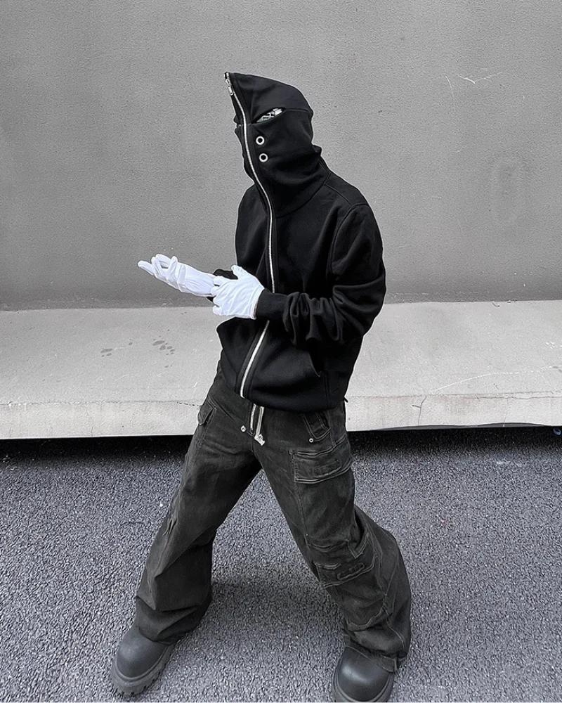 Opium Style Y2K Cut-Out Eye Full Zip Up Hoodie