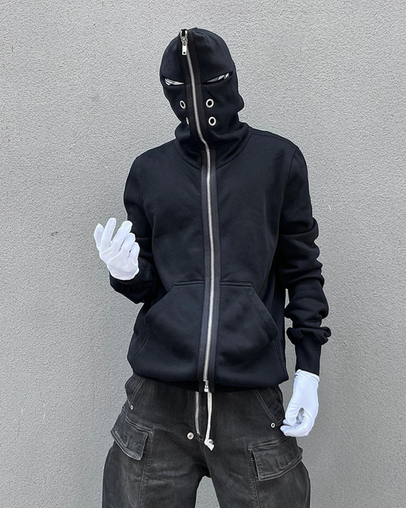 Opium Style Y2K Cut-Out Eye Full Zip Up Hoodie