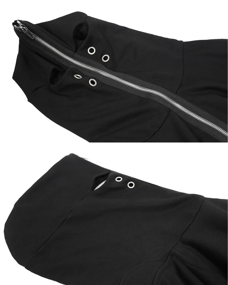 Opium Style Y2K Cut-Out Eye Full Zip Up Hoodie