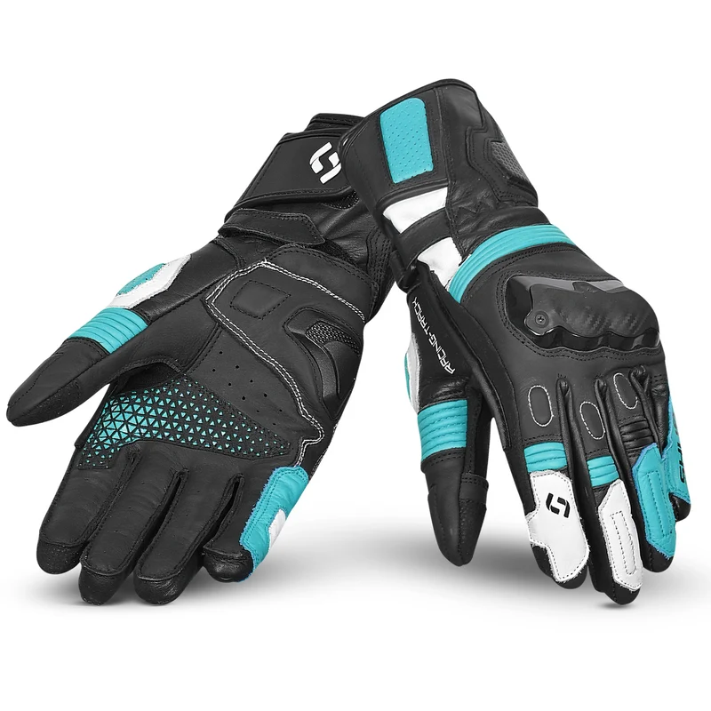 SHUA RANGER PRO GUANTES DE MOTO MUJER NEGRO BLANCO TURQUISE
