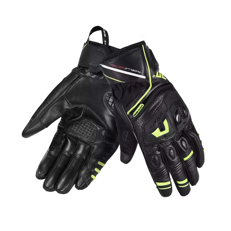 SEVENTY DEGREES SD-N30 MUGELLO GUANTE DE MOTO HOMBRE NEGRO AMARILLO FLUOR