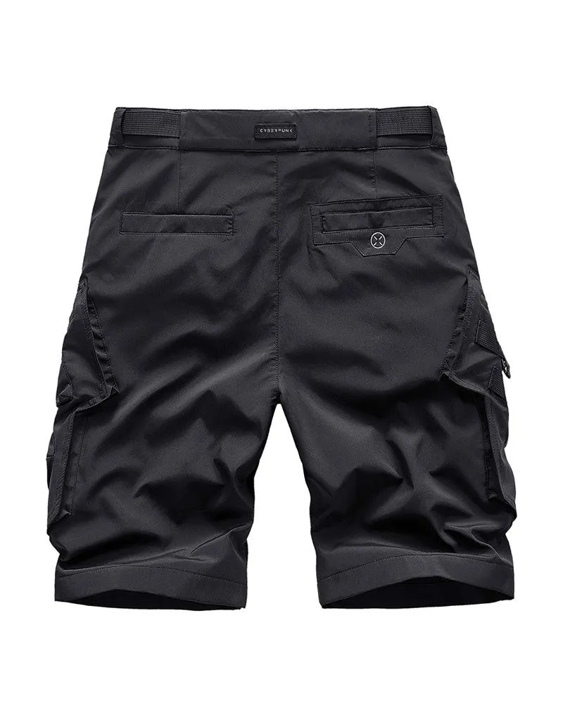 Functional Multi-Pocket Belt Cargo Shorts