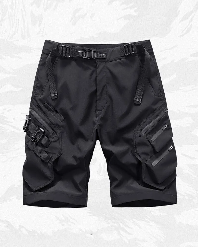 Functional Multi-Pocket Belt Cargo Shorts