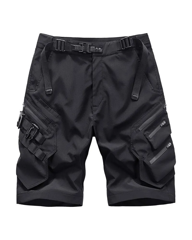 Functional Multi-Pocket Belt Cargo Shorts