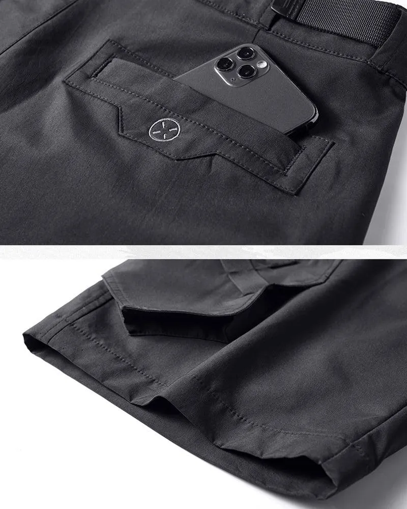 Functional Multi-Pocket Belt Cargo Shorts
