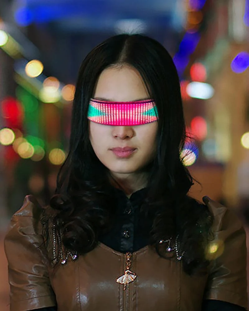 M-Zone Rhythm Cyberpunk Shining Led Glasses ( Customizable Text And Image Available)