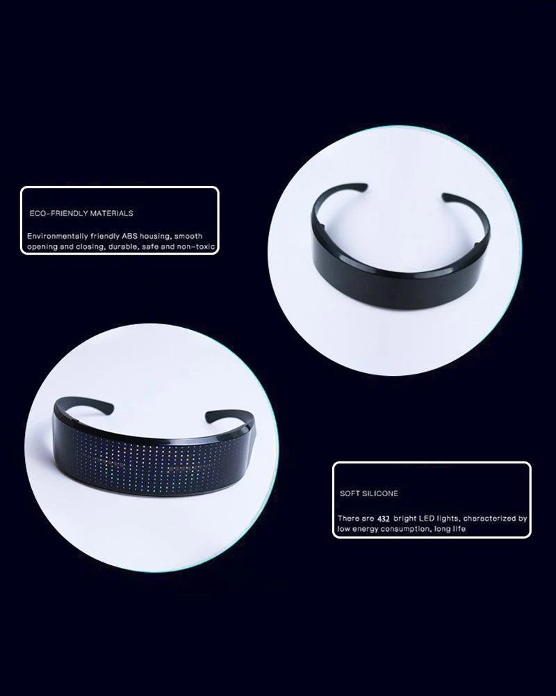 M-Zone Rhythm Cyberpunk Shining Led Glasses ( Customizable Text And Image Available)