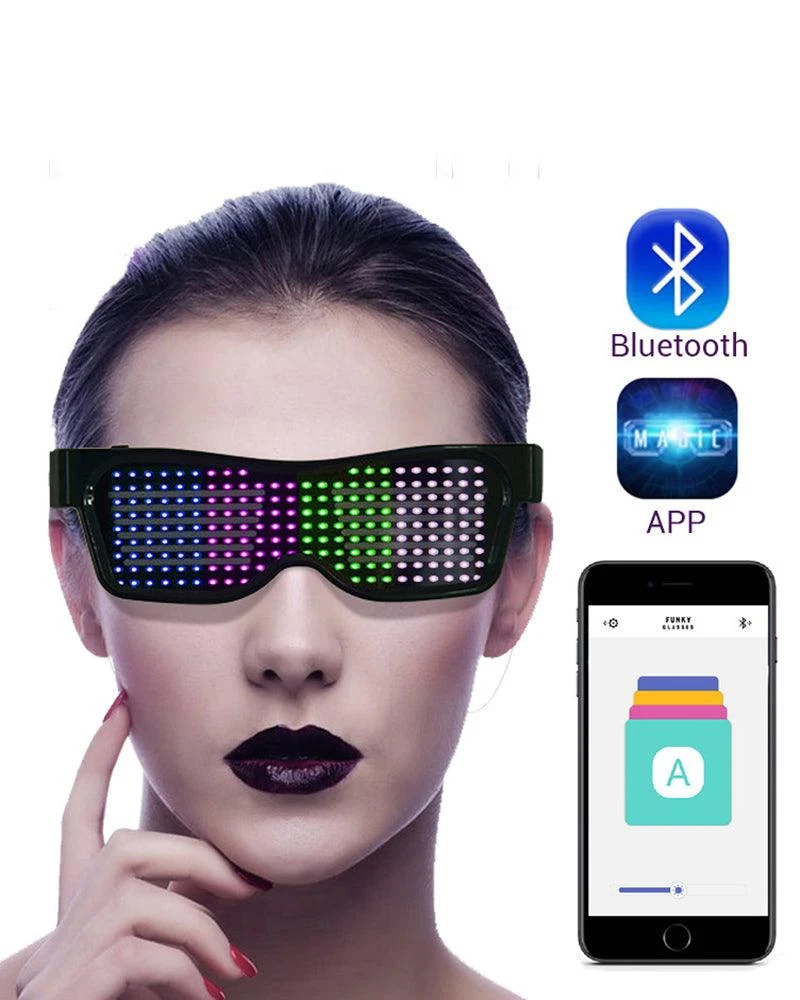 Cyberpunk LED Light Up Glasses ( Customizable Text And Image Available)