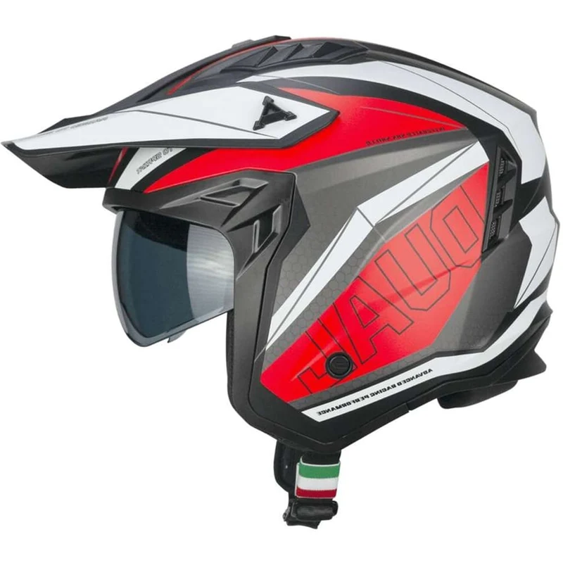 CGM 155G AFV-03 abierto jet Casco Negro Rojo Mate
