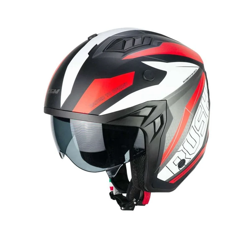 CGM 155G AFV-03 abierto jet Casco Negro Rojo Mate