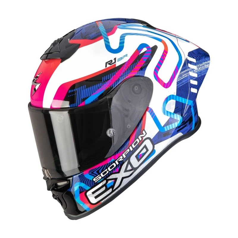SCORPION EXO-R1 EVO II AIR CORNERING BLANCO AZUL ROSA